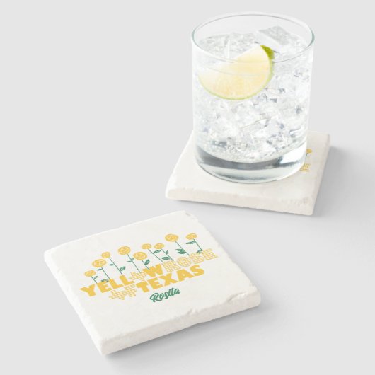Gele Rose of Texas - Roos Garden Stenen Onderzetter (Zijkant)