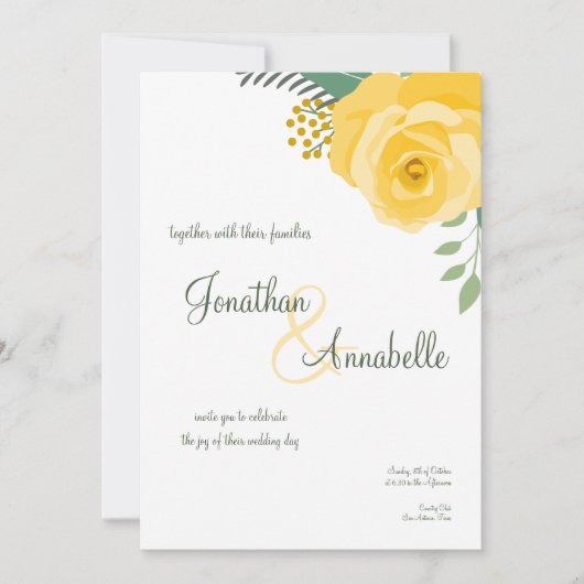 Gele Rose of Texas Wedding Kaart (Voorkant)