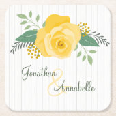 Gele Rose of Texas Wedding Kartonnen Onderzetters (Voorkant)