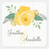 Gele Rose of Texas Wedding Vierkante Sticker (Voorkant)