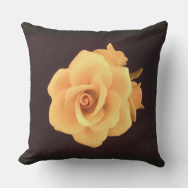 Gele Rose op Black Pillow Buitenkussen