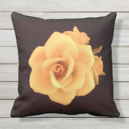 Gele Rose op Black Pillow Buitenkussen