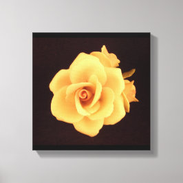 Gele Rose op Matte Black Canvas Afdruk