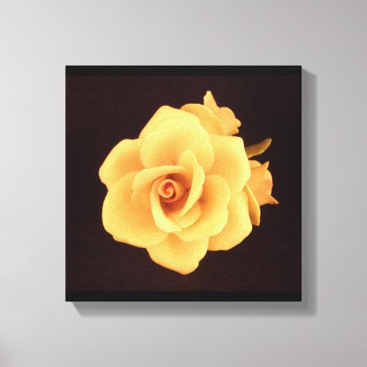 Gele Rose op Matte Black Canvas Afdruk (Voorkant)