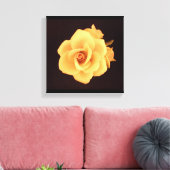 Gele Rose op Matte Black Canvas Afdruk (Insitu (Woonkamer))