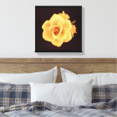Gele Rose op Matte Black Canvas Afdruk (Insitu (Slaapkamer))