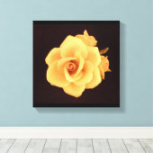 Gele Rose op Matte Black Canvas Afdruk (Insitu (Houten vloer))