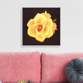 Gele Rose op Matte Black Canvas Afdruk (Insitu (Woonkamer))