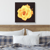 Gele Rose op Matte Black Canvas Afdruk (Insitu (Slaapkamer))