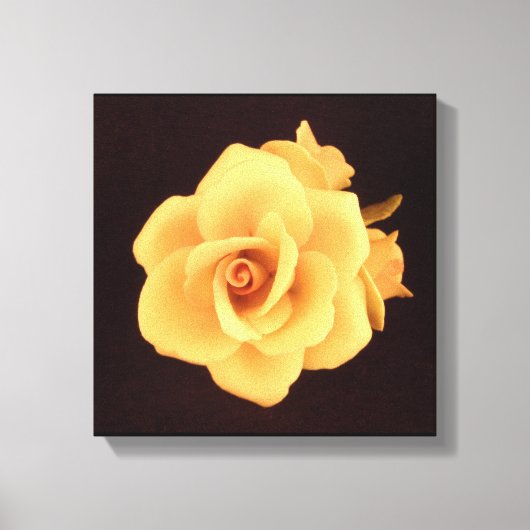 Gele Rose op Matte Black Canvas Afdruk (Voorkant)