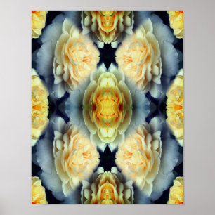 Gele Rose Raindrops Floral Abstract Poster