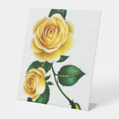 Gele Rose Reclamebord Met Voetstuk (Voorkant)