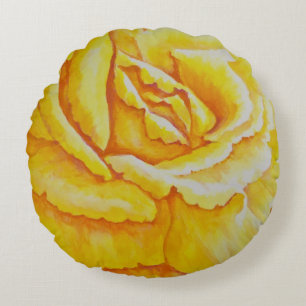 Gele Rose Rond Kussen