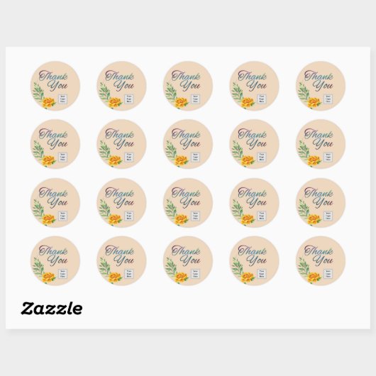 Gele Rose Ronde Sticker (Vel)