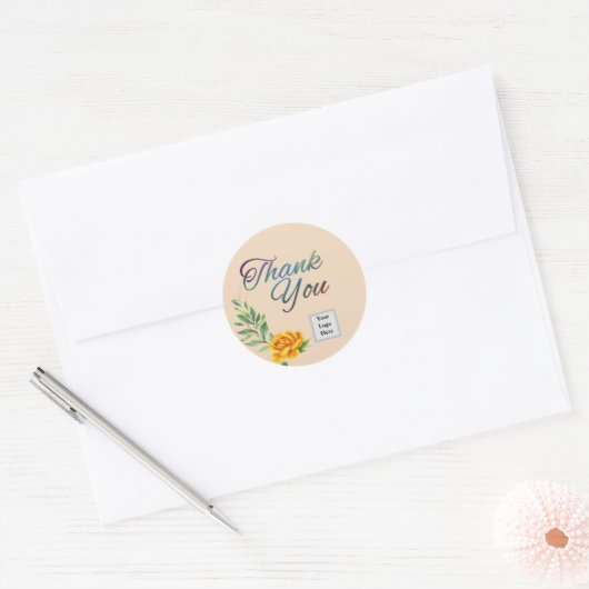 Gele Rose Ronde Sticker (Envelop)