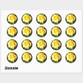 Gele Rose Ronde Sticker (Vel)