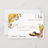 Gele Rose Rustieke Charro Westerne Quinceanera RSVP Kaartje (Voorkant)