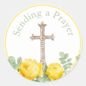Gele Rose stuurt een gebedsreligie Ronde Sticker (Voorkant)
