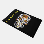 Gele Rose Sugar Skull Monogram Doormat Deurmat (Schuin)