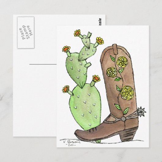 Gele Rose uit Texas Briefkaart (Voorkant / Achterkant)