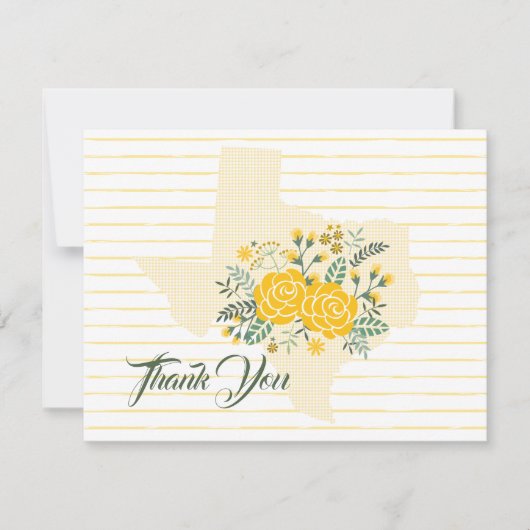 Gele Rose uit Texas - Deelstaat Gingham Bedankt Notitiekaartje (Voorkant)