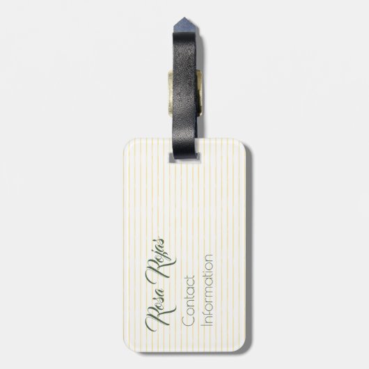 Gele Rose uit Texas - Deelstaat Gingham met Rozen Bagagelabel (Achterkant verticaal)