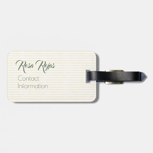 Gele Rose uit Texas - Deelstaat Gingham met Rozen Bagagelabel (Achterkant horizontaal)