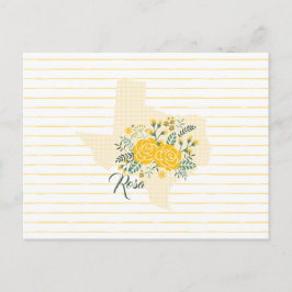 Gele Rose uit Texas - Deelstaat Gingham met Rozen Briefkaart