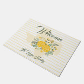 Gele Rose uit Texas - Deelstaat Gingham met Rozen Deurmat (Schuin)