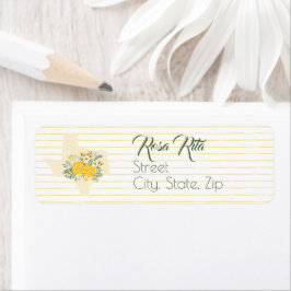 Gele Rose uit Texas - Deelstaat Gingham met Rozen Etiket