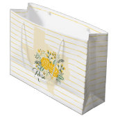 Gele Rose uit Texas - Deelstaat Gingham met Rozen Groot Cadeauzakje (Voorkant Gekanteld)