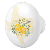 Gele Rose uit Texas - Deelstaat Gingham met Rozen Keramische Knop (Rechts)