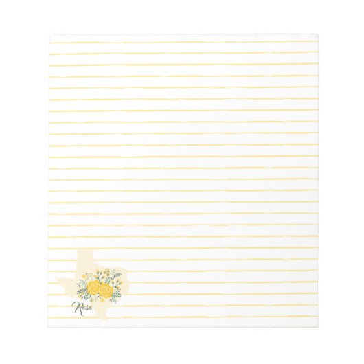 Gele Rose uit Texas - Deelstaat Gingham met Rozen Notitieblok (Voorkant)