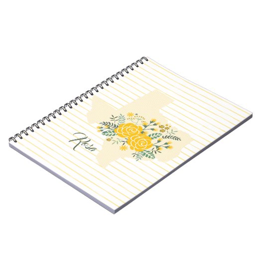 Gele Rose uit Texas - Deelstaat Gingham met Rozen Notitieboek (Linkerzijde)