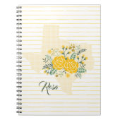 Gele Rose uit Texas - Deelstaat Gingham met Rozen Notitieboek (Voorkant)