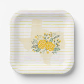 Gele Rose uit Texas - Deelstaat Gingham met Rozen Papieren Bordje (Voorkant)