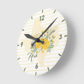 Gele Rose uit Texas - Deelstaat Gingham met Rozen Ronde Klok (Hoek)