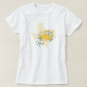 Gele Rose uit Texas - Deelstaat Gingham met Rozen T-shirt