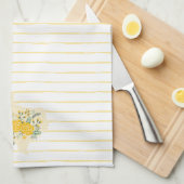 Gele Rose uit Texas - Deelstaat Gingham met Rozen Theedoek (Quarter Fold)