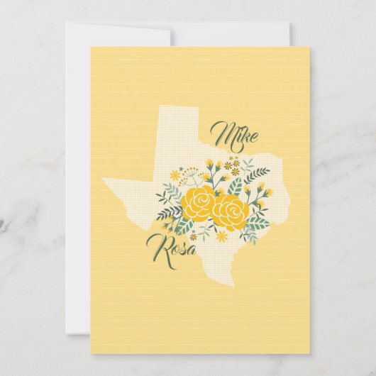 Gele Rose uit Texas - Gingham met Rozen bruiloft Kaart (Achterkant)