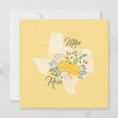 Gele Rose uit Texas - Gingham met Rozen bruiloft Kaart (Achterkant)