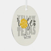 Gele Rose uit Texas Metalen Ornament (Voorkant Rechts)