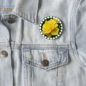 Gele Rose uit Texas Ronde Button 5,7 Cm (In situ)