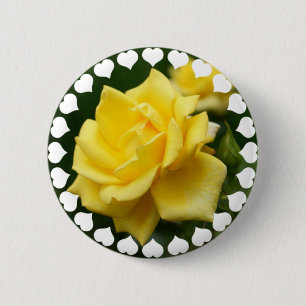 Gele Rose uit Texas Ronde Button 5,7 Cm