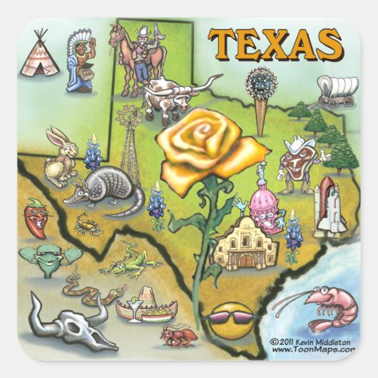 Gele Rose uit Texas Vierkante Sticker (Voorkant)