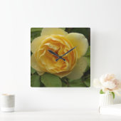Gele Rose Vierkante Klok (Huis)