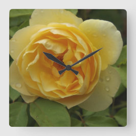 Gele Rose Vierkante Klok
