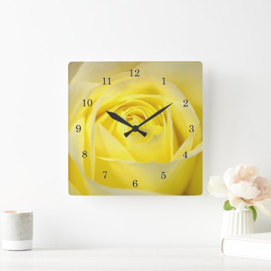 Gele Rose Vierkante Klok (Huis)