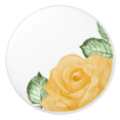 Gele Rose Waterverf Land Rustiek Bloemen Chic Keramische Knop (Voorkant)