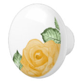 Gele Rose Waterverf Land Rustiek Bloemen Chic Keramische Knop (Rechts)